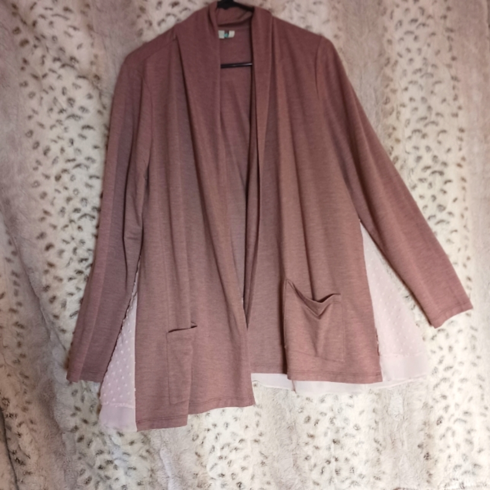 LOGO Lori Goldstein Open Front Cardigan